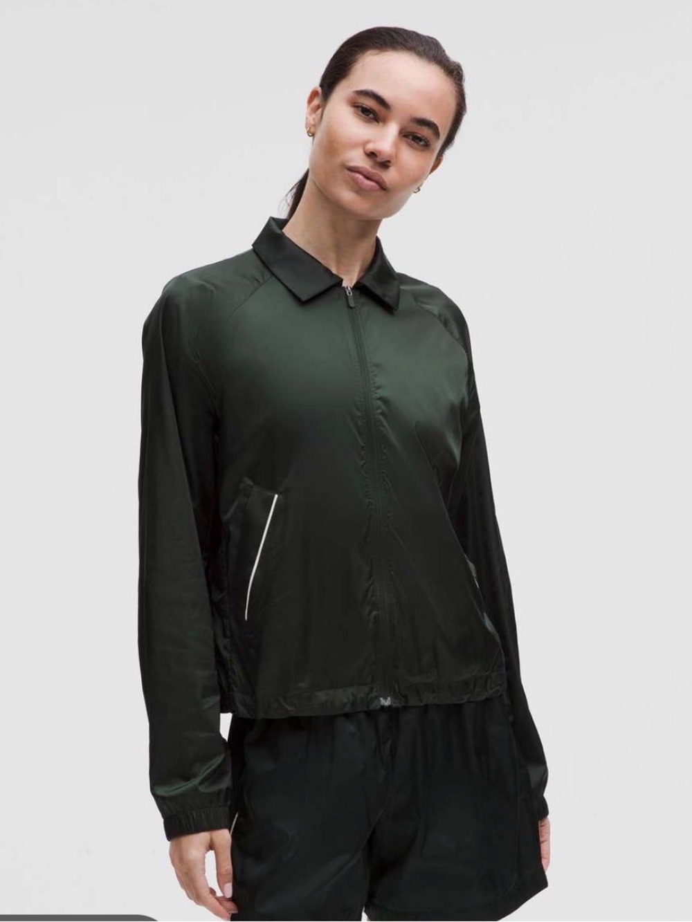 NWT Lululemon Stretch Satin Nylon Jacket - Rainforest Green XL